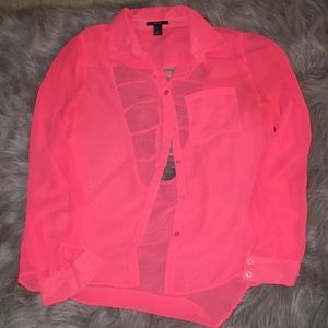 Neon pink shear blouse